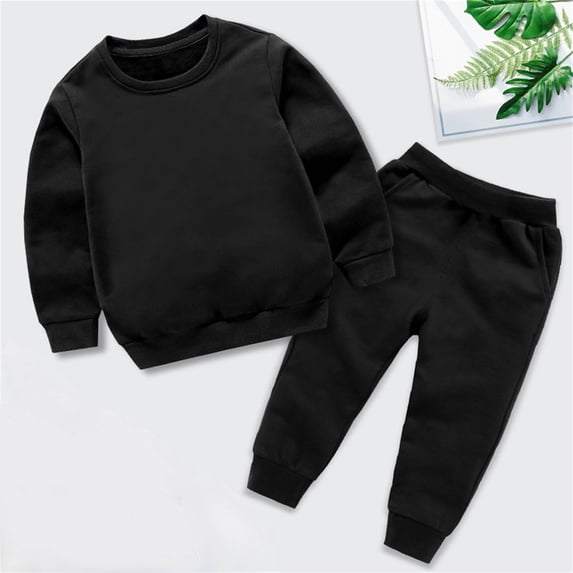 Blmnix Fall Outfits 2 Piece Outfits Sweatshirt Cocoon Athletic Sets Sets Crew Neck Long Sleeve Black Joggers Full Baby Outfits,9-10 Years