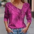 thumbnail image 1 of Blmnix Fall Shirts for Women Geometric Cuffed Flowy Blouses for Women Long Sleeve V-Neck Tees, 1 of 5