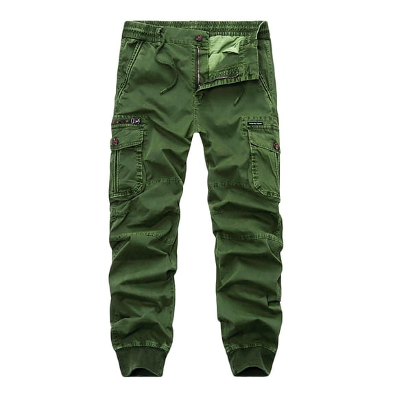 Blmnix Fishing Pants Men Pants Baggy Travel Pants Cargo Low Rise Bottoms Cropped Taper Green Mens Pants Casual,XL