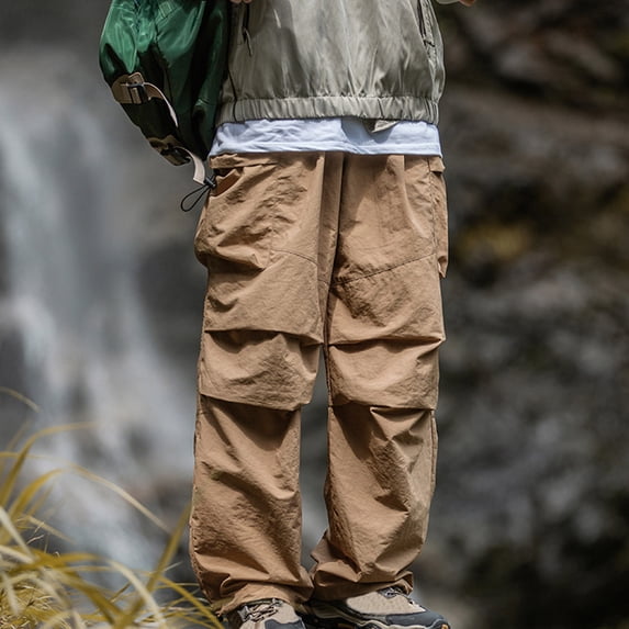 Blmnix Fishing Pants Men's Pants Carpenter Relaxed Fit Baggy Cargo Pants Jeans Straight-Leg Yellow Long Low Rise Summer Pants for Men,XXL
