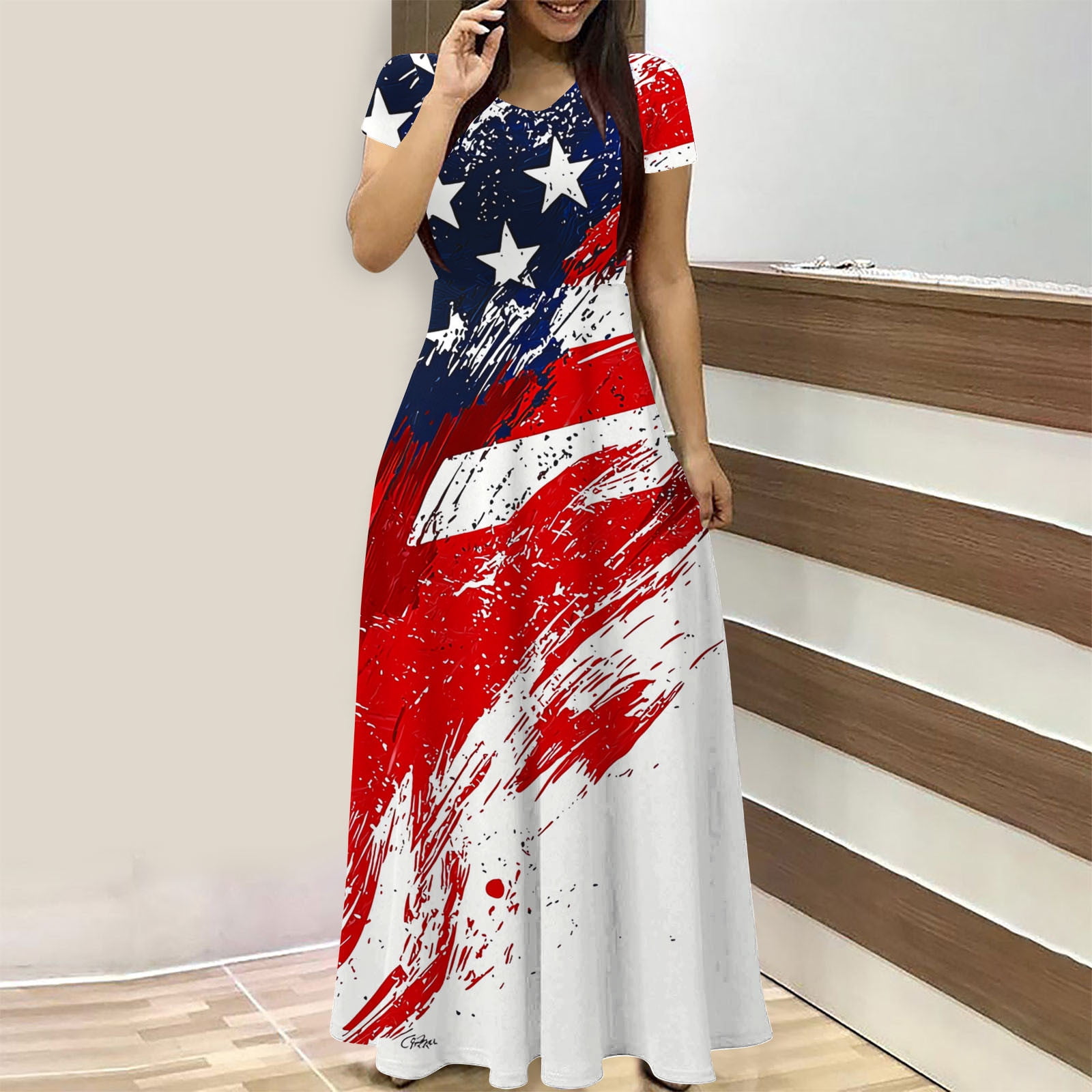 Blmnix Fit & Flare Holiday Dresses for Women 2026 Patriotic Casual ...