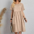 thumbnail image 1 of Blmnix Fit & Flare Valentine Dresses for Women 2026 Casual Dresses Plus Size Skirt Crew Neck Yellow Short Sleeve Birthday Dress,XXXL, 1 of 6