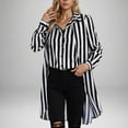 thumbnail image 1 of Blmnix Fitted Button Up Shirts Black and White Striped Two-in-one Black Womens Plus Size Blouses V-Neck Long Sleeve Blouses, 1 of 6