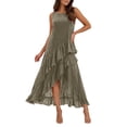 thumbnail image 1 of Blmnix Flowy Dresses Dresses for Women Peplum Tank Dress Elegant Petticoat Maxi Sleeveless Crew Neck Green Adaptable Summer Casual Dresses for Women L, 1 of 6