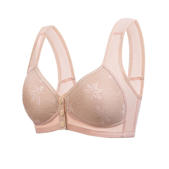 Blmnix Front Closure Women Bras Racerback Bras Push Up Bra Bras Standard Straps Bralette Beige Comfortable Bras for Women,38