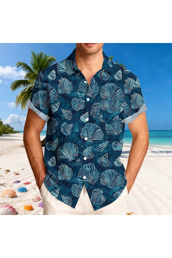 Funny Shirts Men Shirts Graphic Tees Hawaiian Shirt T-Shirt Short Sleeve Blue Collared Polo T Shirts for Men,M