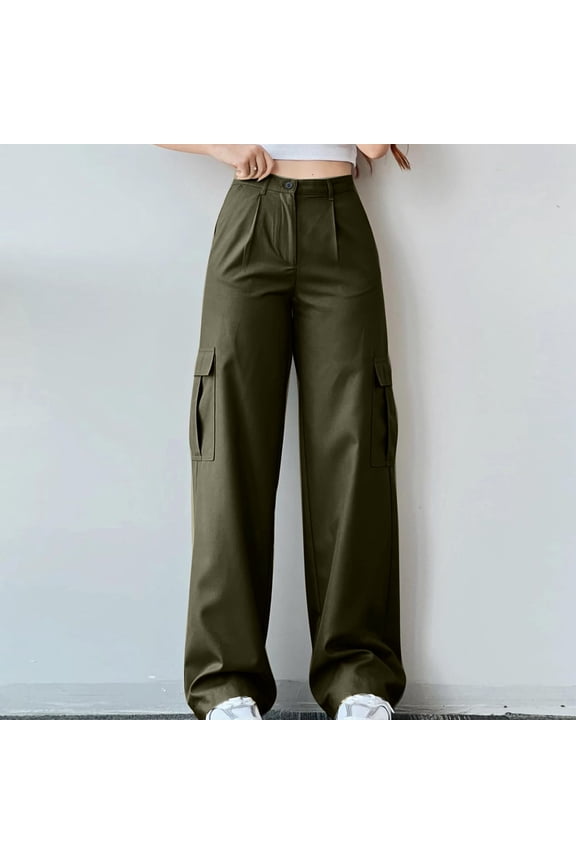 Gaucho Pants Pants Women Cargo Pants Palazzo Pants High Waisted Flare-Leg Green Baggy Long Women Work Pants,L