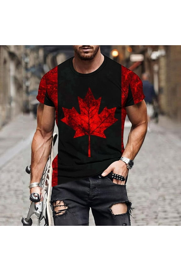 Graphic Tees Mens Shirt Big And Tall Pullover Patriotic Shirts Undershirts Short Sleeve Red Crew Neck Plain Tshirts for Men,XL