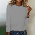 thumbnail image 1 of Blmnix Gray T Shirts for Women Long Sleeve Plain Crew Neck Plus Size Women's Fall Tops, 1 of 5