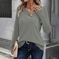 thumbnail image 1 of Blmnix Gray Womens Basic Tops V-Neck Gym Shirts Women Long Sleeve Hollow Out Tops, 1 of 6