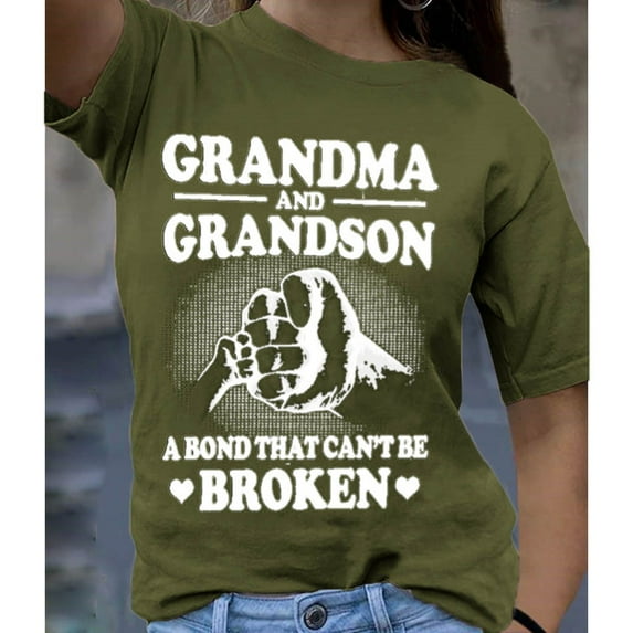 Blmnix Green Summer Tops for Women 2024 Short Sleeve Crew Neck Loose Graphic Grandma T-Shirts Trendy Blouses