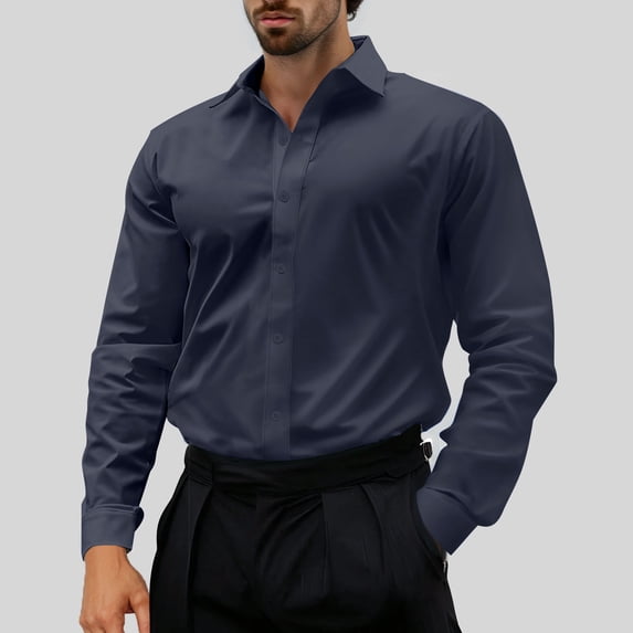Blmnix Guide Men T Shirt Dress Shirts Oversized Work Shirt Tshirt Collared Long Sleeve Blue Button UP Men's Athletic Shirts & Tees,XL