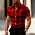 thumbnail image 1 of Blmnix Guide Mens T-Shirts Big And Tall Shirts Oversized Plaid Shirt Tshirt Button Down Red Short Sleeve Collared Mens Work Shirts,XXXL, 1 of 5