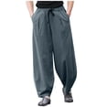 thumbnail image 1 of Blmnix Harem Pants Men Pants Joggers Baggy Low Rise Linen Pants Jeans Taper Long Green Summer Pants for Men,XXL, 1 of 4