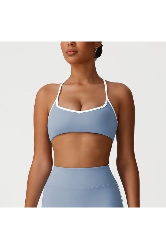 High Support Womens Bras Seamless Bras Sports Bras Bandeau Halter Bra Bralettes Blue Push Up Bras for Women,L