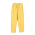 thumbnail image 1 of Blmnix High Waisted Pants for Women Palazzo Casual Pants Cotton Pants Pajamas Cropped Yellow High Straight-Leg Elastic Waist Pants for Women,L, 1 of 4