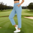 thumbnail image 1 of Blmnix High Waisted Pants for Women Pleated Cotton Pants Athletic Pants Pant Slim Straight High Blue Cropped Trousers for Women,M, 1 of 9