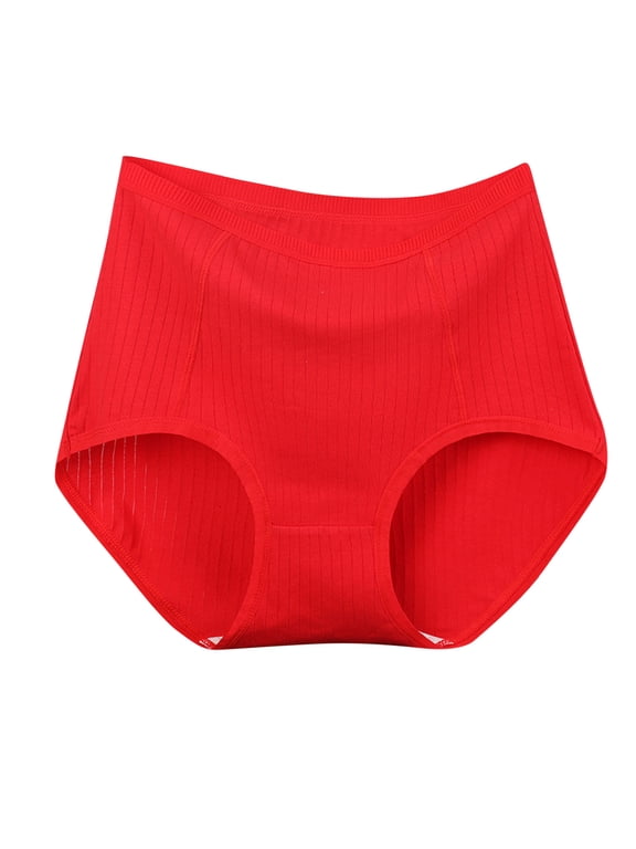 High Waisted Women Underwear Bamboo Underwear Briefs Underwear Stretchable Red Pull-On Active Fit Embossed Period Underwear,XXL