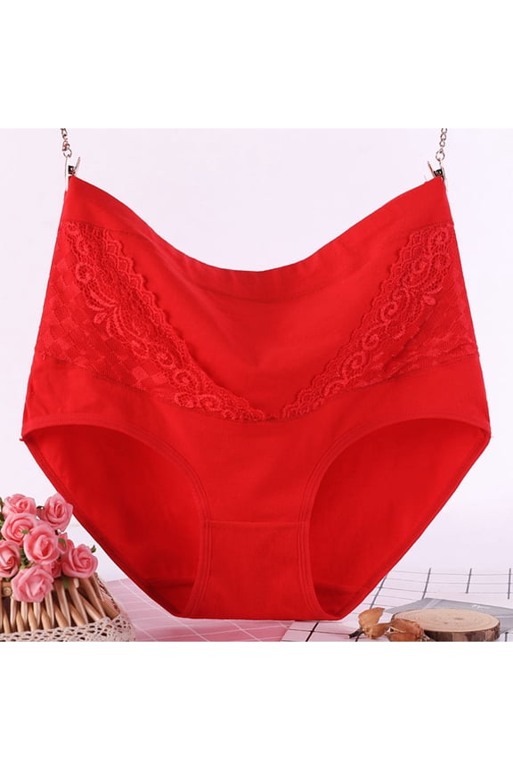 High Waisted Women's Underwear Seamless Plus Size Tummy Control G String Lace Red Boxer Briefs for Women