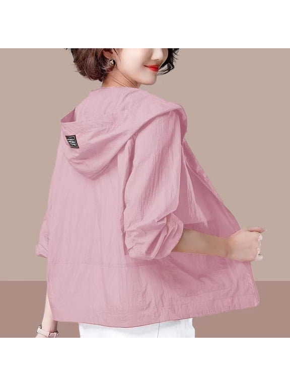 Hiking Jacket Women Jacket for Women Light Jackets UV Protection Sport Zip Up Raincoat Long Sleeve Pink Jackets for Women Trendy
