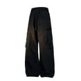 thumbnail image 1 of Blmnix Hiking Pants Pants Men Baggy Travel Pants Low Rise Cargo Jean Wide-Leg Long Black Mens Summer Pants,XL, 1 of 4