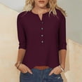 thumbnail image 1 of Blmnix Holiday Shirts for Women Plus Size Button Down Raglan Blouses Henley 3/4 Sleeve Red Cute Winter Tops,L, 1 of 6