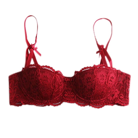 Blmnix Lace Bra Bralettes for Women Push Up Bra Underwire Bralettes Spaghetti Straps Balconette Red Sports Bra