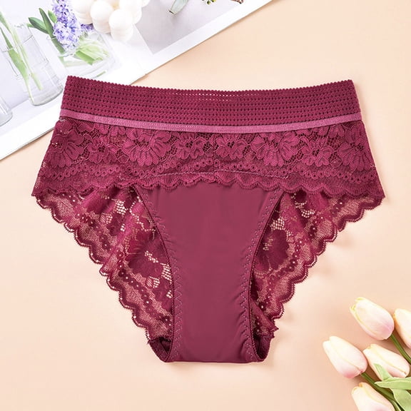 Blmnix Lace Underwear Ladies Underwear Panties Sexy Panties Briefs Panties Pull-On Ventilated Red Regular Embossed Period Panties Women,XL