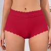 thumbnail image 1 of Blmnix Lace Women's Panties Boy Shorts Underwear Soft Red Breathable Panties, 1 of 7