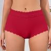 Blmnix Lace Women's Panties Boy Shorts Underwear Soft Red Breathable Panties