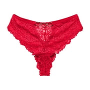 Blmnix Ladies Underwear Panties Cheeky Sexy Panties Thong Underwear G String Lace Panties Red Cotton Underwear Women,M