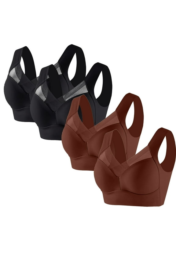 Large Bust Bralettes for Women Sheer No Underwire Bralette Standard Straps Brown Full-Figure Sports Bra