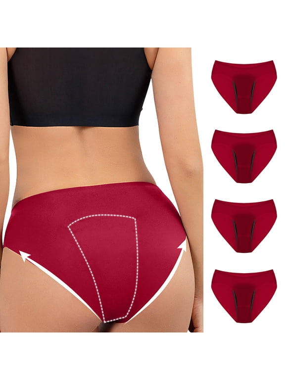 Leak Proof Underwear Women's Underwear Briefs Underwear Seamless Panty Pull-On Stretchable Red Modern Fit Patch Period Panties Women,S