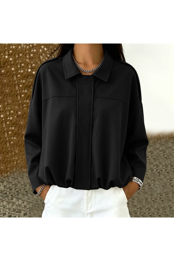 Leather Jacket Jacket for Women Bomber Flat Seams Spring Jackets Zip Up Raincoats Cropped Long Sleeve Black Winter Coat