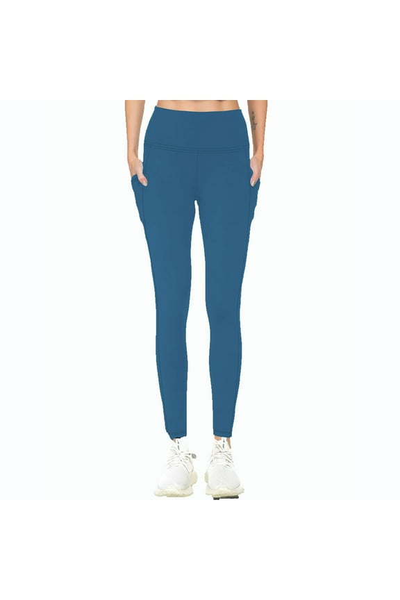 Leggings Womens Pants Cotton Yoga Pants Flat Front Bottoms Slim-Leg Full Blue Straight Leg Yoga Pants for Women,XL