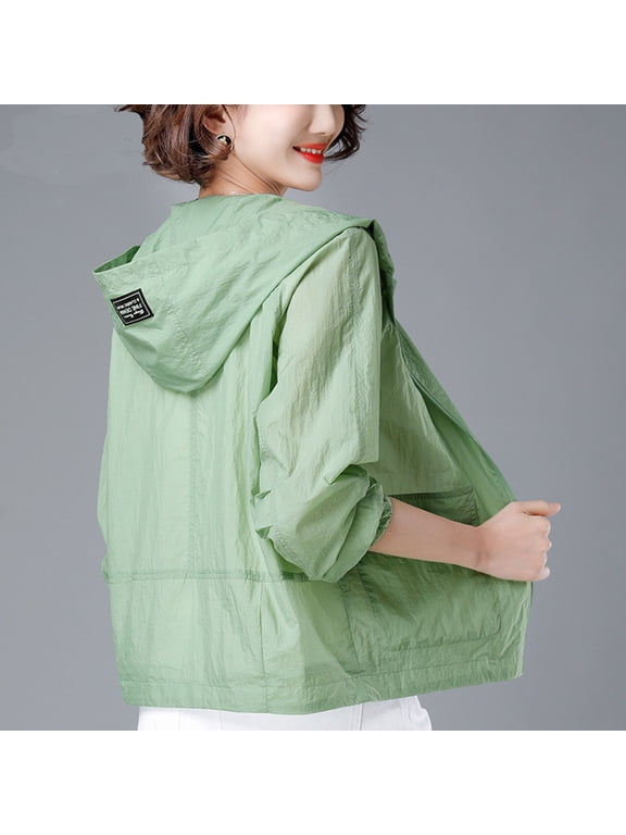 Light Jackets Jacket for Women Hiking Jacket Women Zip Up UV Protection Sport Raincoats Green Long Sleeve Winter Jackets for Women