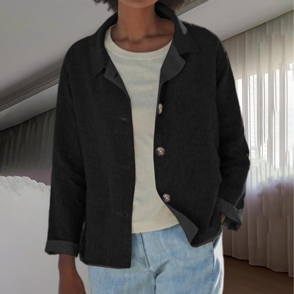 Blmnix Lightweight Jacket Women Jacket for Women Spring Jackets Button Sport Adaptable Rain Jackets Mid-Length Long Sleeve Black Cocoon Winter Jacket