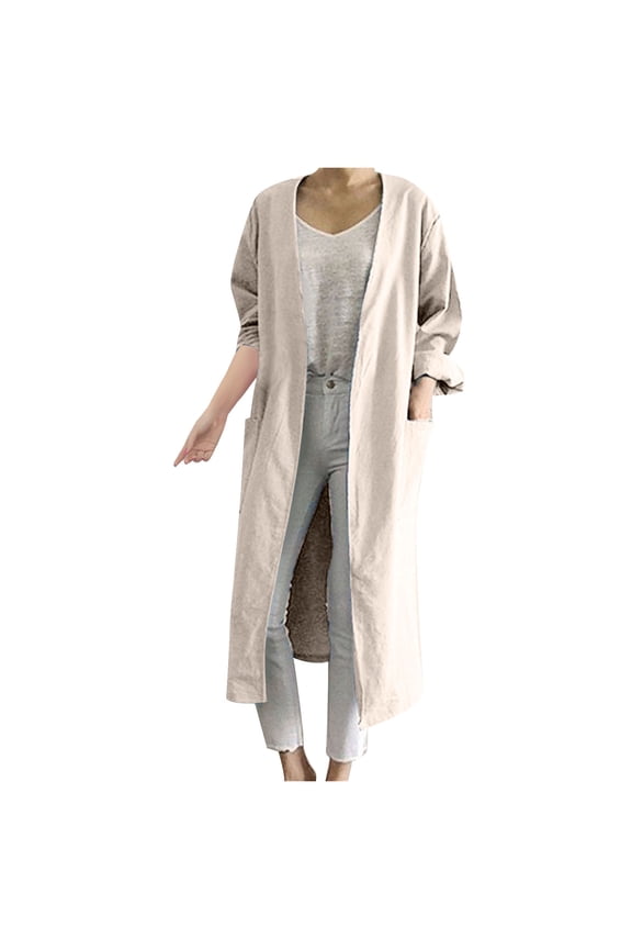 Linen Jacket Jacket for Women Pull-On Convertible Spring Jackets with Pockets Rain Jackets Yellow Long Sleeve Cocoon Jackets for Women Casual