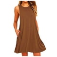 thumbnail image 1 of Blmnix Long Dresses for Women Sleeveless Spring Pretty Brown Classy Solid Shift Casual Girls Dresses, 1 of 6