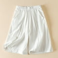 thumbnail image 1 of Blmnix Long Shorts Summer Shorts for Women Linen Shorts Bermuda Pull on Short High White Beach Shorts for Women,M, 1 of 6