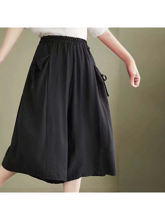 Long Shorts Women Shorts Bermuda Pull on Plus Size Short High Black Womens Shorts Casual,XXXL