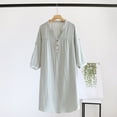 thumbnail image 1 of Blmnix Long Sleeve Nightgowns for Women Cotton Plus Size Loungewear Casual V-Neck Green Sleep Dress, 1 of 5