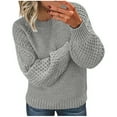 thumbnail image 1 of Blmnix Long Sleeve Sweaters Plain Crew Neck Gray Womens Fall Clothes Pullover Chunky Clothing, 1 of 5
