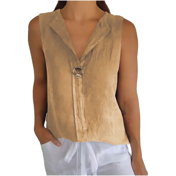 Blmnix Loose Tank Tops Woman Plus Size Linen Tank Tops Camisoles V Neck Yellow Sleeveless Vest Tops for Women