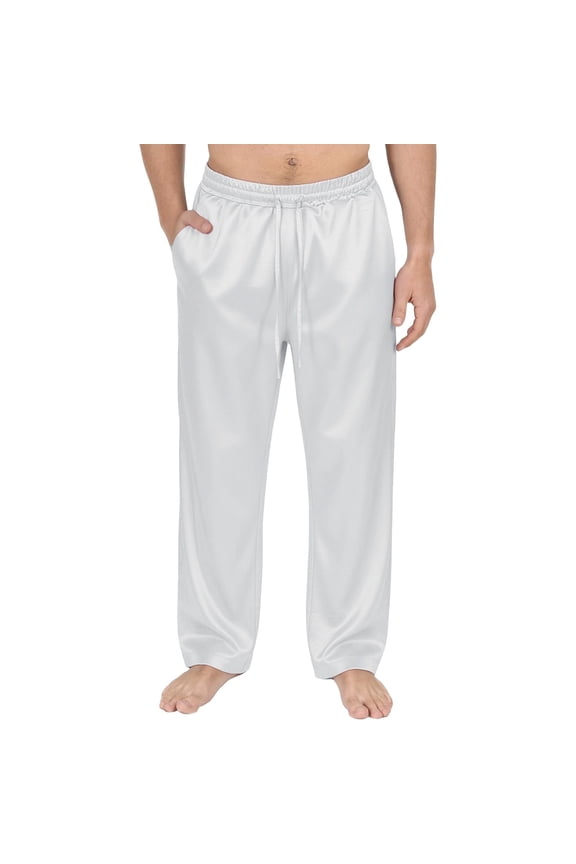 Low Rise Men's Pants Leather Pants Baggy Lightweight Pants Palazzo Jeans Straight-Leg White Long Casual Pants for Men,L