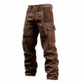 thumbnail image 1 of Blmnix Low Rise Trousers for Men Corduroy Pants Baggy Cargo Carpenter Pants Jeans Brown Long Straight-Leg Mens Casual Pants,M, 1 of 7