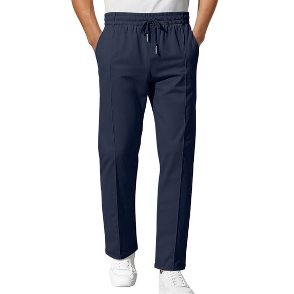 Blmnix Men Pants Work Pants Lightweight Pants Pleated Baggy Leggings Low Waisted Blue Cropped Straight-Leg Mens Casual Pants,XXXL