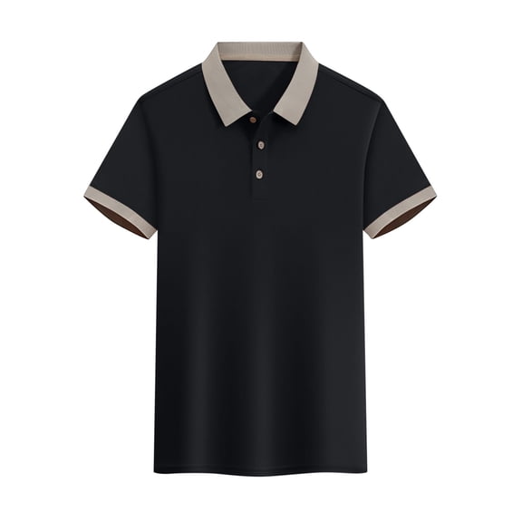 Blmnix Men Shirt Polo Shirts Ringer Golf Shirts Tshirts Short Sleeve Black Collared Mens Shirts Casual,XL