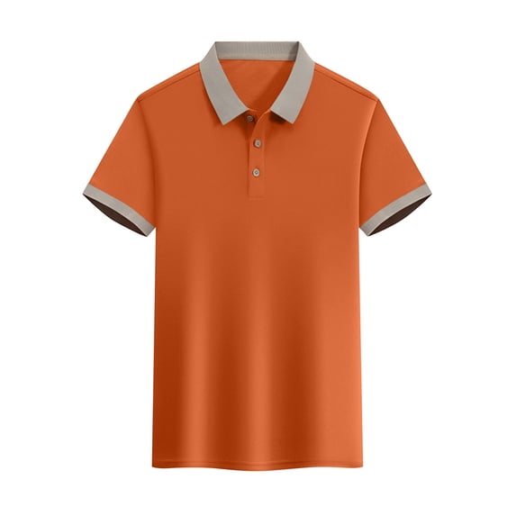 Blmnix Men Shirts Golf Shirts Polo Shirts Ringer T-Shirts Orange Short Sleeve Collared Running Shirts for Men,XL