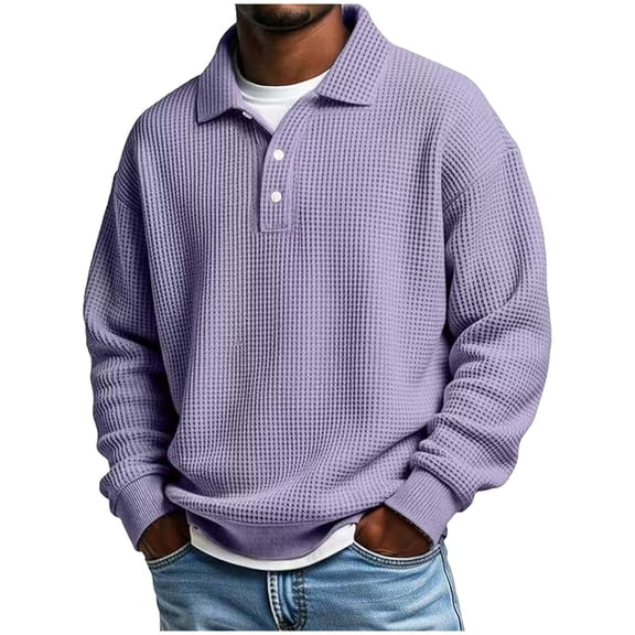 Blmnix Men Shirts Golf Shirts Pullover Workout Shirts Tshirt Collared Long Sleeve Purple Polo T Shirts for Men,XXXXXL